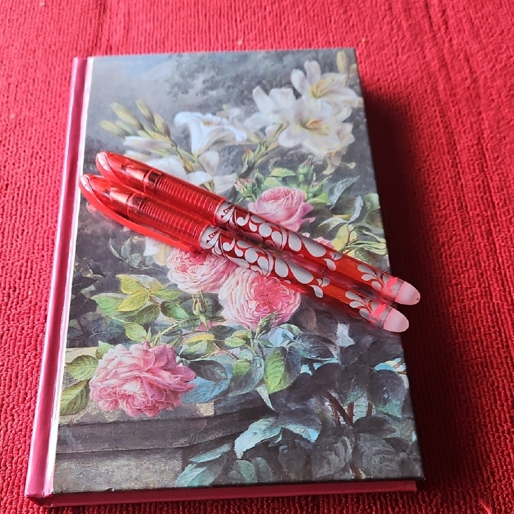 Floral Journal w/ 2  Red Pens